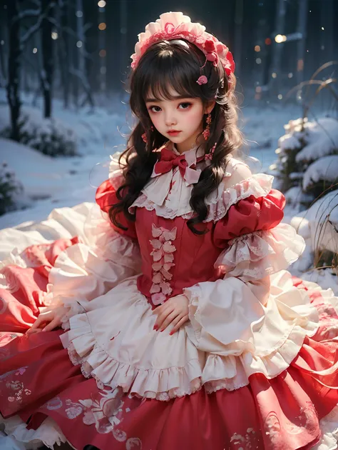 1girl, beauty, wearing a rose-red lolita magic dress，beautiful eyes，beautiful hair accessories，背景是beauty的魔法室，lolita style，second...