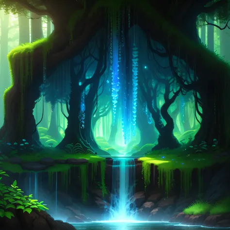 ((best quality)), lust, cave, forest, liquid, breeding, fantasy, breeding cycle, water.