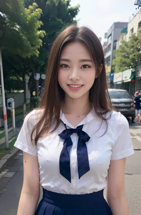 (8k, RAW Photos, highest quality, Learning:1.3), (Realistic, photo-Realistic:1.37), (The audience watching:1.331), (Gray Hair), Pause, Tokyo Street, Night cityscape, Cyberpunk City, Soft Light, One girl, Very beautiful face , Perfect Body Proportions, (Sma...