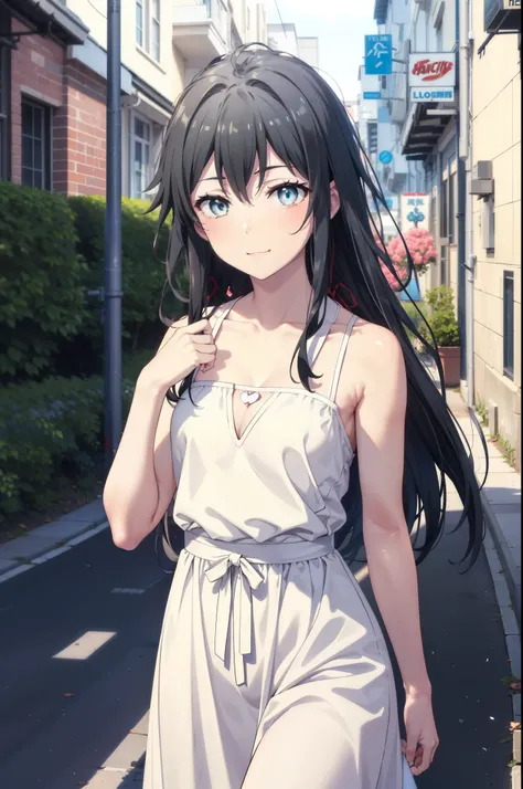 yukinoyukinoshita, Yukino yukinoshita, Black Hair, blue eyes, Long Hair,smile, Small breasts,happy smile, smile, Close your mouth,
, Sleeveless white dress,White long skirt,Cute Sandals,walking,Real Summer,Daytime,sunny,whole bodyがイラストの中に入っていくように,
break ou...