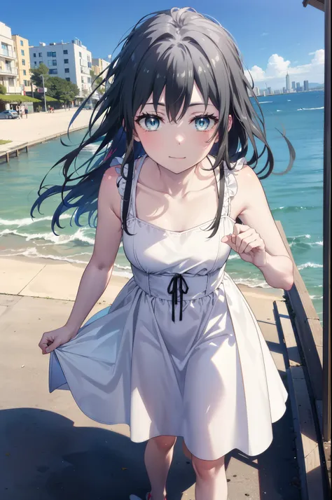 yukinoyukinoshita, Yukino yukinoshita, Black Hair, blue eyes, Long Hair,smile, Small breasts,happy smile, smile, Close your mouth,
, Sleeveless white dress,White long skirt,Cute Sandals,walking,Real Summer,Daytime,sunny,whole bodyがイラストの中に入っていくように,
break ou...