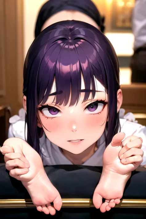 ((best quality)), ((masterpiece)), (detailed), perfect face,feet,sweaty,,purplehair,shinobukochou

