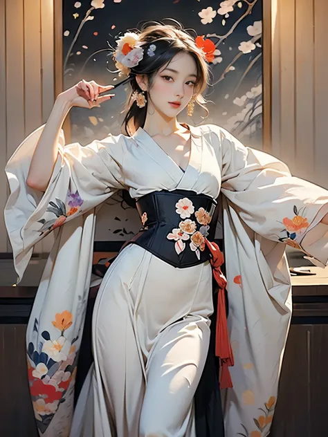 (8k, highest quality, masterpiece)，{realistic, raw photos, super fine clear, portraiture, (influenced by ukiyo-e painting style:...