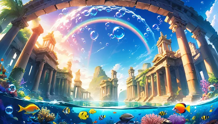 (Panorama, center, masterpiece, highest quality: 1.2), (8K、Raw photo、highest quality、look up:1.2、masterpiece:1.2、Genuineistic、Ultra-high resolution、High Contrast、Photon Mapping、Genuine、Very detailed、Official Art, Raw photo、professional Lighting、 Light、Vivi...