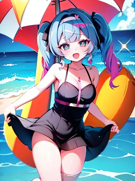 hatsune miku,sundress,beach