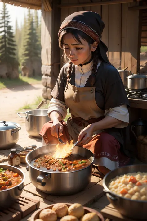 nomadic women cooking traditional food