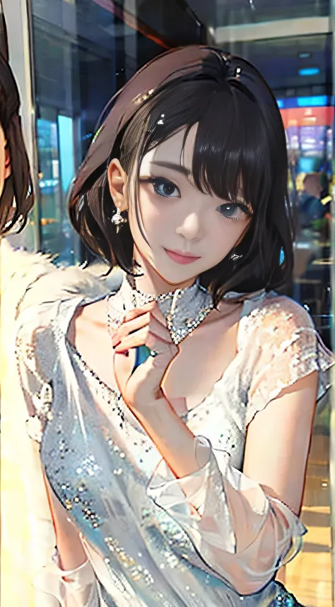 highest quality, masterpiece, One girl, whole body, Very delicate and beautiful girl, 8K Wallpaper, Beautiful fine details, Beautiful sparkle, Cinematic lighting、23 years old、Idol、Sexy Costumes