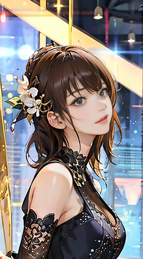 highest quality, masterpiece, One girl, whole body, Very delicate and beautiful girl, 8K Wallpaper, Beautiful fine details, Beautiful sparkle, Cinematic lighting、23 years old、Idol、Sexy Costumes