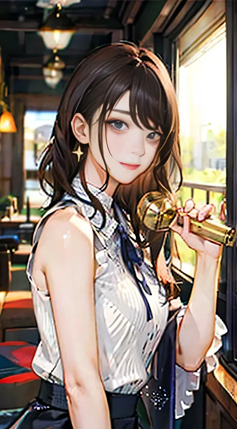 highest quality, masterpiece, One girl, whole body, Very delicate and beautiful girl, 8K Wallpaper, Beautiful fine details, Beautiful sparkle, Cinematic lighting、23 years old、Idol、sexy