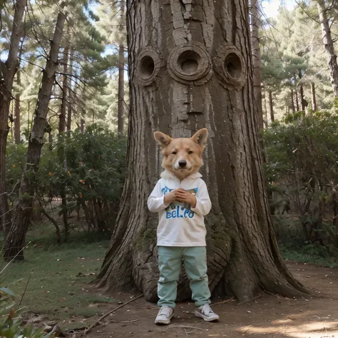 Un hermoso y tierno animal del bosque cn un letrero que dice "Feliz Cumple Sare". 