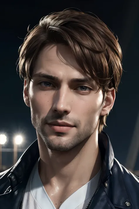 Meet the charismatic and handsome Leon S. Kennedy, a 35-year-old man with light brown hair and captivating large azure eyes. In this captivating visual representation, he undergoes a solo focus facial treatment, enhancing his youthful appearance and amplif...