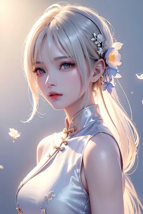 ((From the waist up))((masterpiece:1.5、8k、Portraiture、Photorealistic and very detailed CG、Very detailed、Particle Effects、Dynamic Effects、Written boundary depth、Cinematic Light、Lens flare、Ray Tracing、Tabletop、Realistic:1.4、超A high resolution:1.2、Realistic、R...