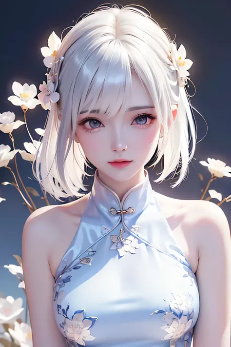 ((From the waist up))((masterpiece:1.5、8k、Portraiture、Photorealistic and very detailed CG、Very detailed、Particle Effects、Dynamic Effects、Written boundary depth、Cinematic Light、Lens flare、Ray Tracing、Tabletop、Realistic:1.4、超A high resolution:1.2、Realistic、R...