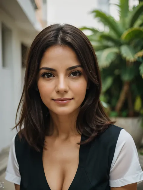 fotografia de uma mulher de 28 anos, ultra realista), (front position), (olhos verdes claros), cabelos castanhos claros, sardas pelo corpo, camisa social preto, clinical psychologist