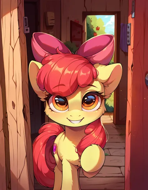 score_9, score_8_up, score_7_up, score_6_up, best quality, highres, source_furry, solo, feral, apple bloom, , young, three-quart...