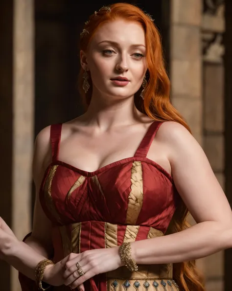 face of sophie turner, sansa stark played by sophie turner, the de facto lady of the eyrie, is a 40-year-old mature queen with a...