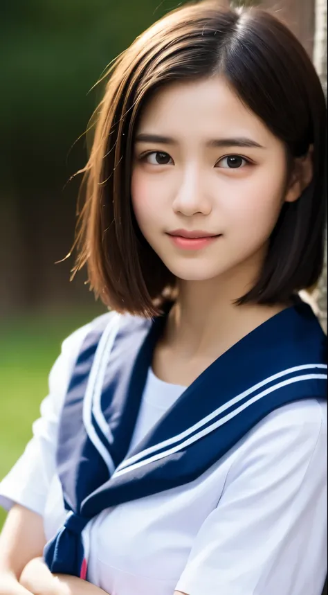 masutepiece, Best Quality, 8K, 8years old, Teen, Raw photo, absurderes, award winning portrait, Smile, Solo, Idol face, Delicate girl, Upper body, Digital SLR, Looking at Viewer, Candid, Sophisticated,Thin arms, Professional Lighting, Film grain, chromati...