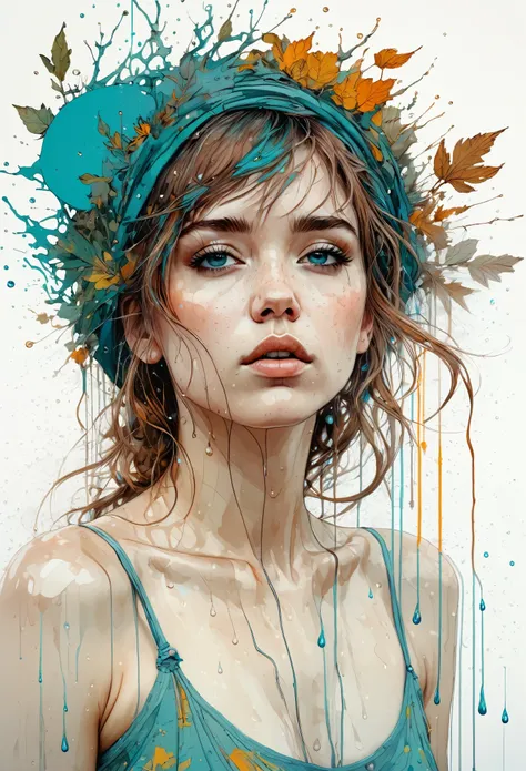 Raindrops on the roof, Pitter-patter lullaby, Cleansing for the soul| dynamic pose | centered| key visual| intricate| highly detailed| breathtaking beauty| precise lineart| vibrant| comprehensive cinematic| Carne Griffiths| Conrad Roset| Anna Dittmann| ove...