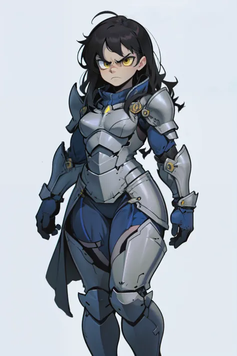 grey background (((muscular))), (thick thighs, small breasts, toned body, 1 girl), black hair, pale skin, yellow eyes, angry, very long hair armor armor armor armor armor armor armor armor armor armor armor armor armor armor armor armor armor armor armor 