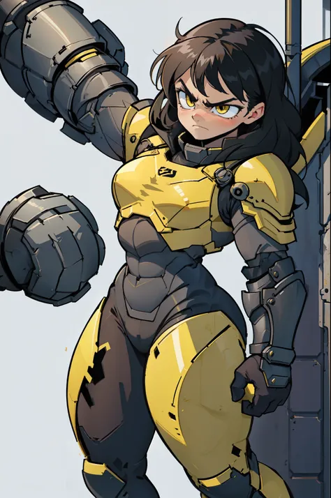 grey background (((muscular))), (thick thighs, small breasts, toned body, 1 girl), black hair, pale skin, yellow eyes, angry, very long hair armor armor armor armor armor armor armor armor armor armor armor armor armor armor armor armor armor armor armor 