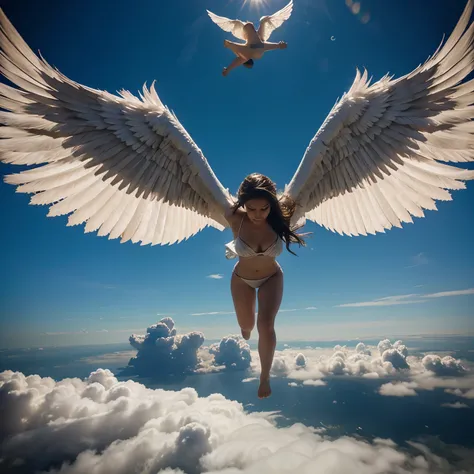 create an image of flying angels