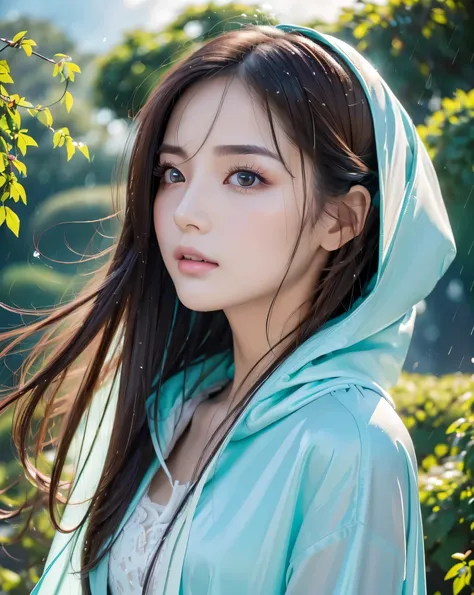 (highest quality, 32k, High resolution, Masterpiece:1.5), marimo_jet, Fantastic Silence, ((Decadent world:1.2)), Ancient ruins submerged in a clear blue lake, ((Grass and vines overgrow)), Beautiful Japanese Woman, An exceptionally beautiful face, ((Shiny ...