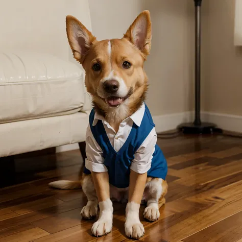 Perro salchica  con traje 