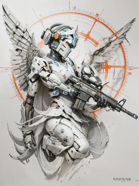 wearing a mechanical suit, Mechanical wonder, Cyberpunk, Cybernetic Guardian, futuristic armor, full body, front pose, symmetry, intricate (steel metal [rust]), joints, warframe style, cyborg, male body and armor, Chainsaw Man  