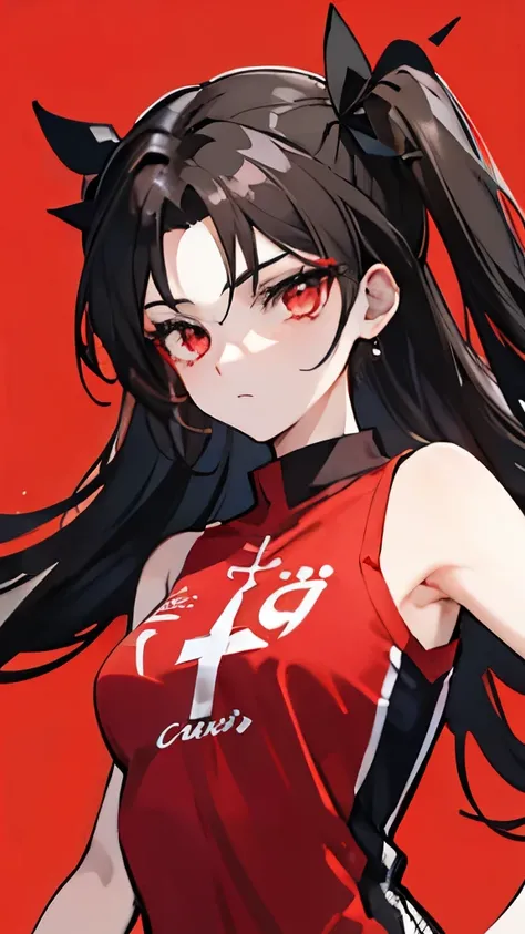 Black hair, carmesin eyes, red EYEs, sports, futebol, 16 Yo, hair tohsaka. sport, futebol