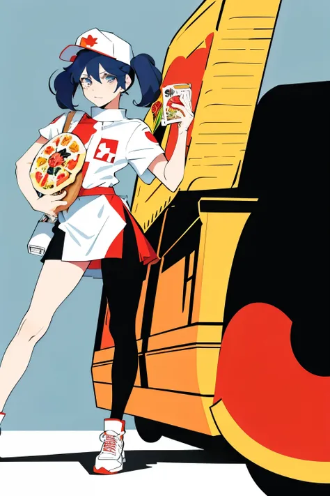 (flat color:1.1),(masterpiece:1.2), original, pizza delivery girl