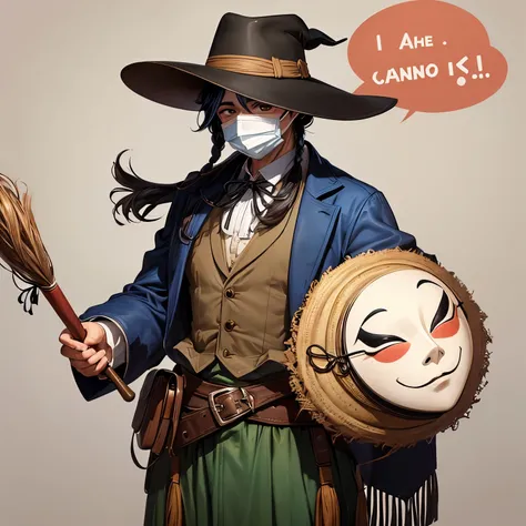 I want you to create a gaucho with a hat that looks like a cartoon but using an anonymous mask