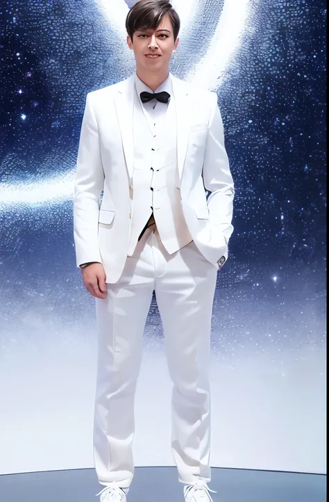 stock image of a man, full body, all limbs visible, white suit