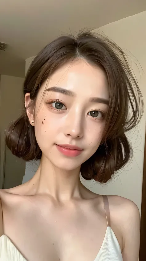 ((highest quality, 8k, masterpiece: 1.3)), One Girl, The beauty of slim abs: 1.3, (Random hairstyles casual, Big Breasts: 1.2), bikini: 1.1, Very beautiful face, Delicate eyes, double eyelid, smile, Home,Dimples,Light freckles,