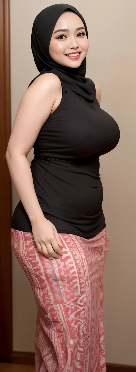 (iu:0.8), RAW, Best quality, high resolution, Masterpiece: 1.3, Beautiful  hijabi bbw chubby malay women ,big eyes, perfect nose, perfect bbw body, wearing sport bra, huge large big breast, Masterpiece, smile teeth.