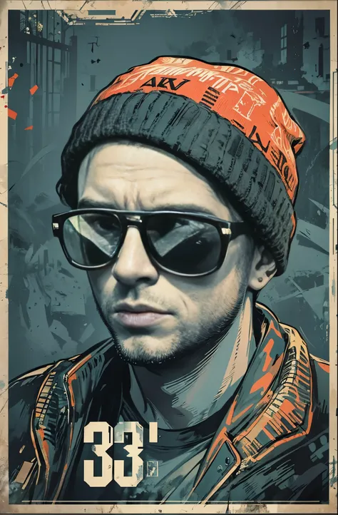 Drawing of a white man wearing sunglasses, Dark Background, Knitted hat, Glory and failure, put a cigarette in your mouth, Eminem, The King of Hip Hop, Charismatic Rapper, Losing sight of yourself, Award-winning works, top 6 best movie ever imdb list, imdb...