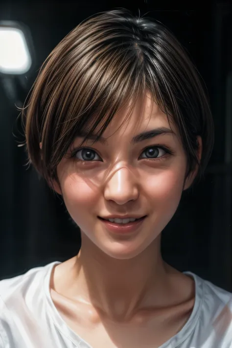 (NSFW:-1), (masterpiece:1.3), (8k, photorealistic, RAW photo, best quality: 1.4),
cinematic lighting,
(1girl), beautiful face, (realistic face),
beautiful hairstyle, (short hair :1.5),
realistic eyes, beautiful detailed eyes,
(realistic skin), beautifu...