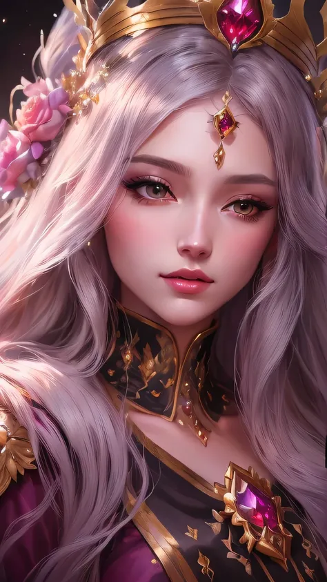 Close-up of a long-haired woman wearing a crown, ((Beautiful Fantasy Empress)), 8k high quality detailed art, Fantasy art style, Beautiful Fantasy Empress, beautiful Fantasy Portrait, Beautiful fantasy art portrait, Beautiful character drawings, Gweiz-styl...