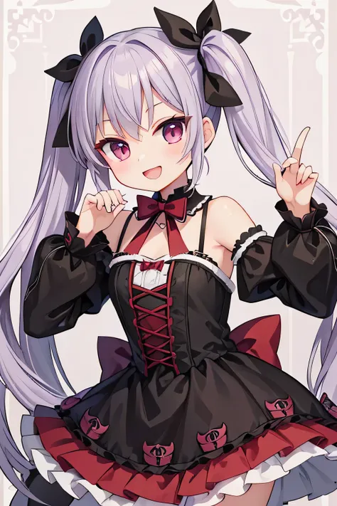 highest quality、smile、vampire、gothic lolita、long twin tails、castle