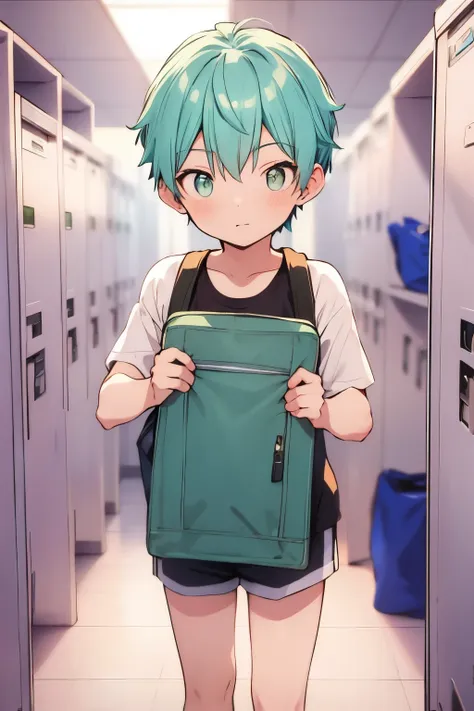 leo ford green hair、iris、asian,one boy,alone,,locker room、idol