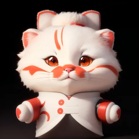 There is a red and white cat toy, Lovely数字, Lovely detailed digital art, Lovely 3 d render, 3d model of japanese mascot, Lovely digital art, Lovely cartoon character, Wojtek Fuss, Lovely character, pixar Lovely character design, Lovely! C4D, 3D rendering s...