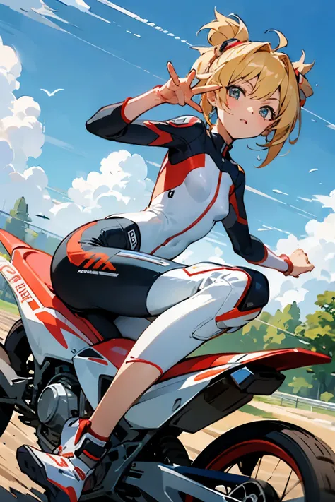 Anime girl pose on motocross