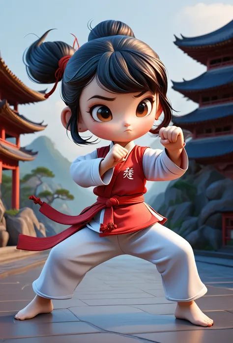 3d，kung fu girl，cartoon style