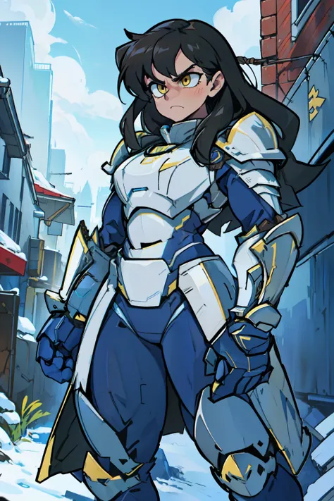 extremely long hair (((muscular))), (thick thighs, small breasts, toned body, 1 girl), black hair, pale skin, yellow eyes, angry, very long hair armor armor armor armor armor armor armor armor armor armor armor armor armor armor armor armor armor armor arm...