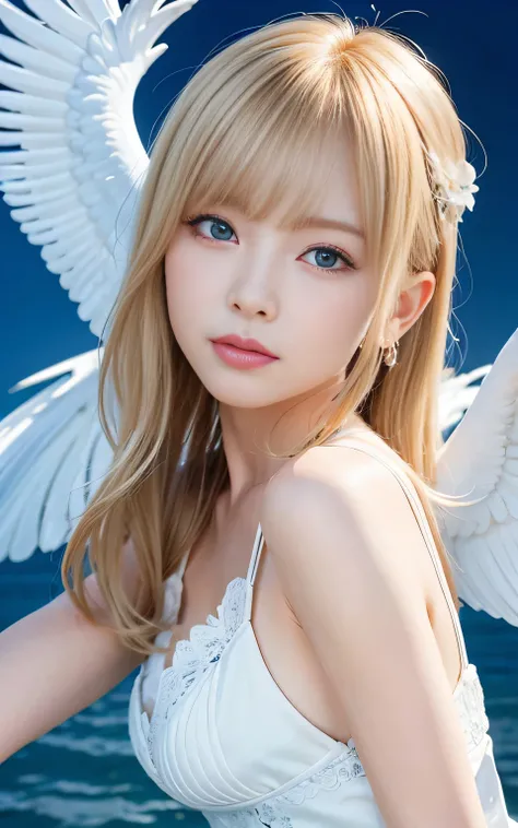 (8K quality、High resolution、Ultra-detailed、最high quality、masterpiece、high quality、Perfect dynamic composition,Gravure photo、Realistic:1.3)、Perfect lighting、One Angel Woman、Detailed face、Detailed skin、Detailed eyes、Beautiful Face、（Seductively Posing、Otherwo...