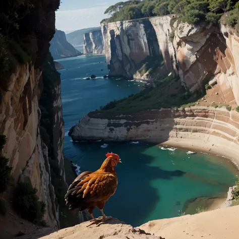 A man pulling a newborn chicken off a cliff 