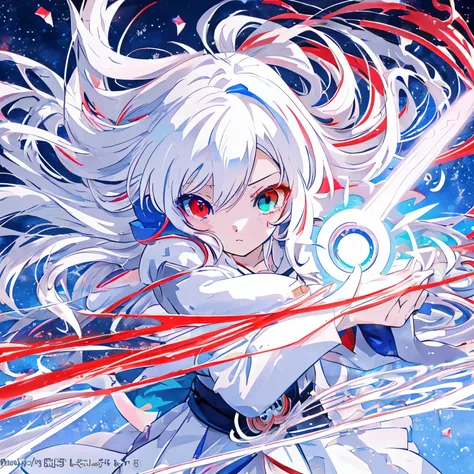 anime girl with long white hair holding a ice sword, ice magic circle, best anime 4k konachan wallpaper, white haired deity, zer...