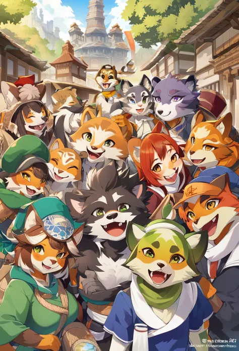 super high resolution, detailed background, World Heritage Site, 6+boys, 6+girls, Happy, joyful, absurdres(Photos of solo travelers)(kemono, furry anthro),