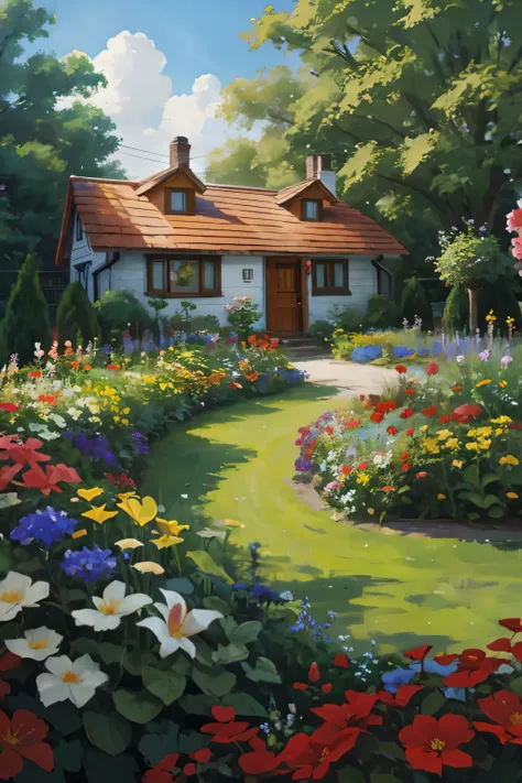 portrait of a cottage flower garden