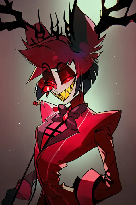 Alastor from hazbin hotel intimidating and seducing the viewer.
view is low, looking up at the character, full body drawing, full body, cartoon anime style, horror, scary, attractive, (best quality,4k,8k,highres,ultra-detailed,horror,anime,professionally ...