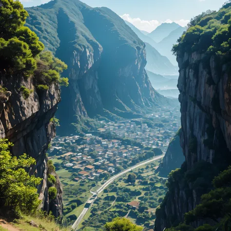 Paisagem cinza de uma cidade e um ninja no topo de um predio